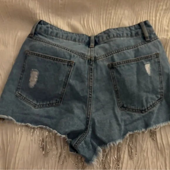 Forever 21 Women’s Glitter Tassel Jean Shorts - Picture 2 of 4
